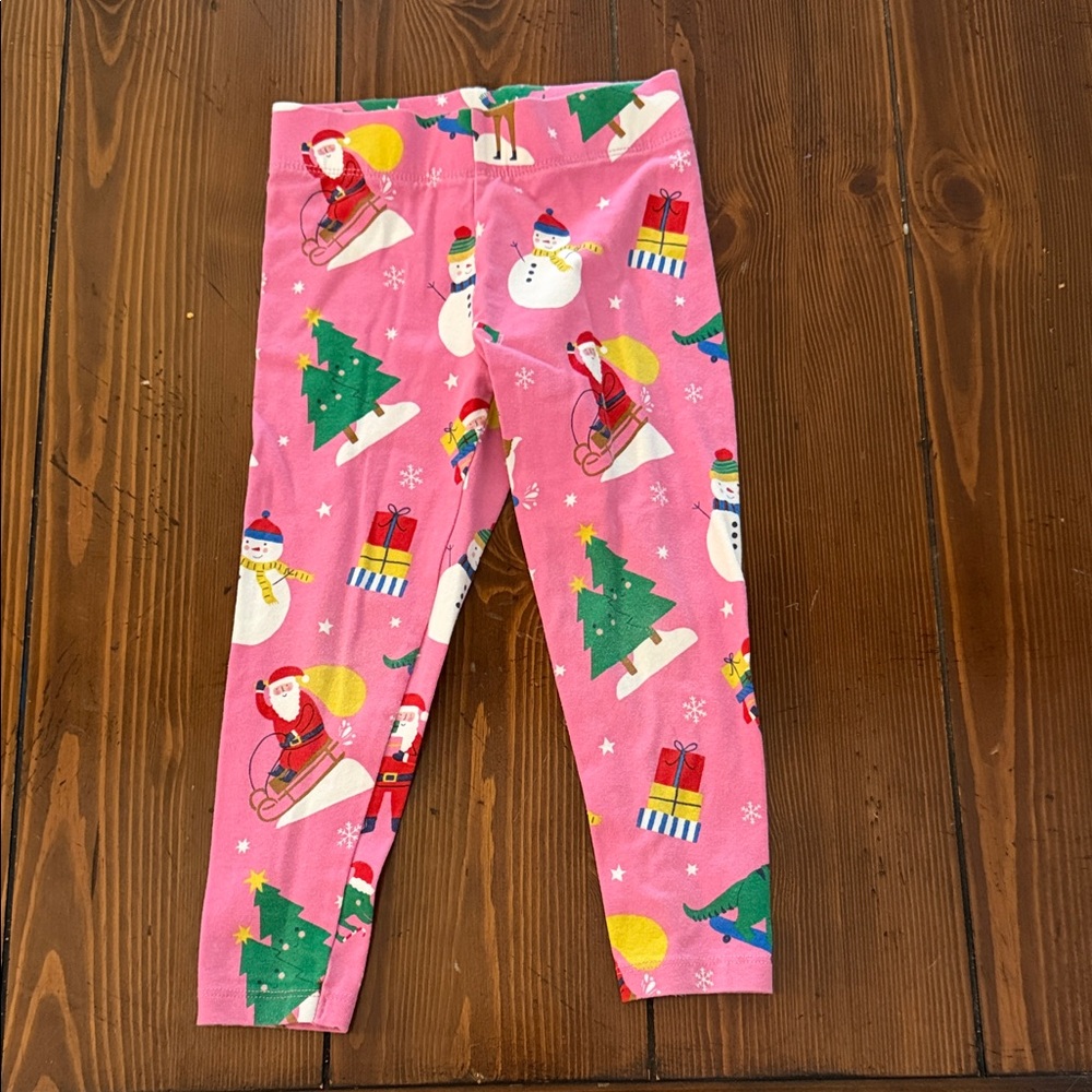Boden Pink Holiday Print Kids Leggings